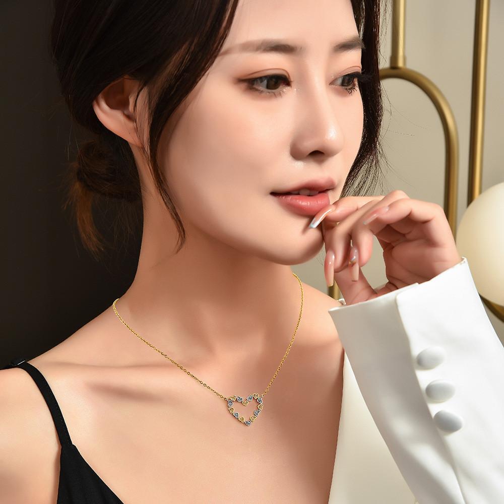 Sweetheart Two Tone Heart Necklace In Titanium Steel Perfect For Every Occasion