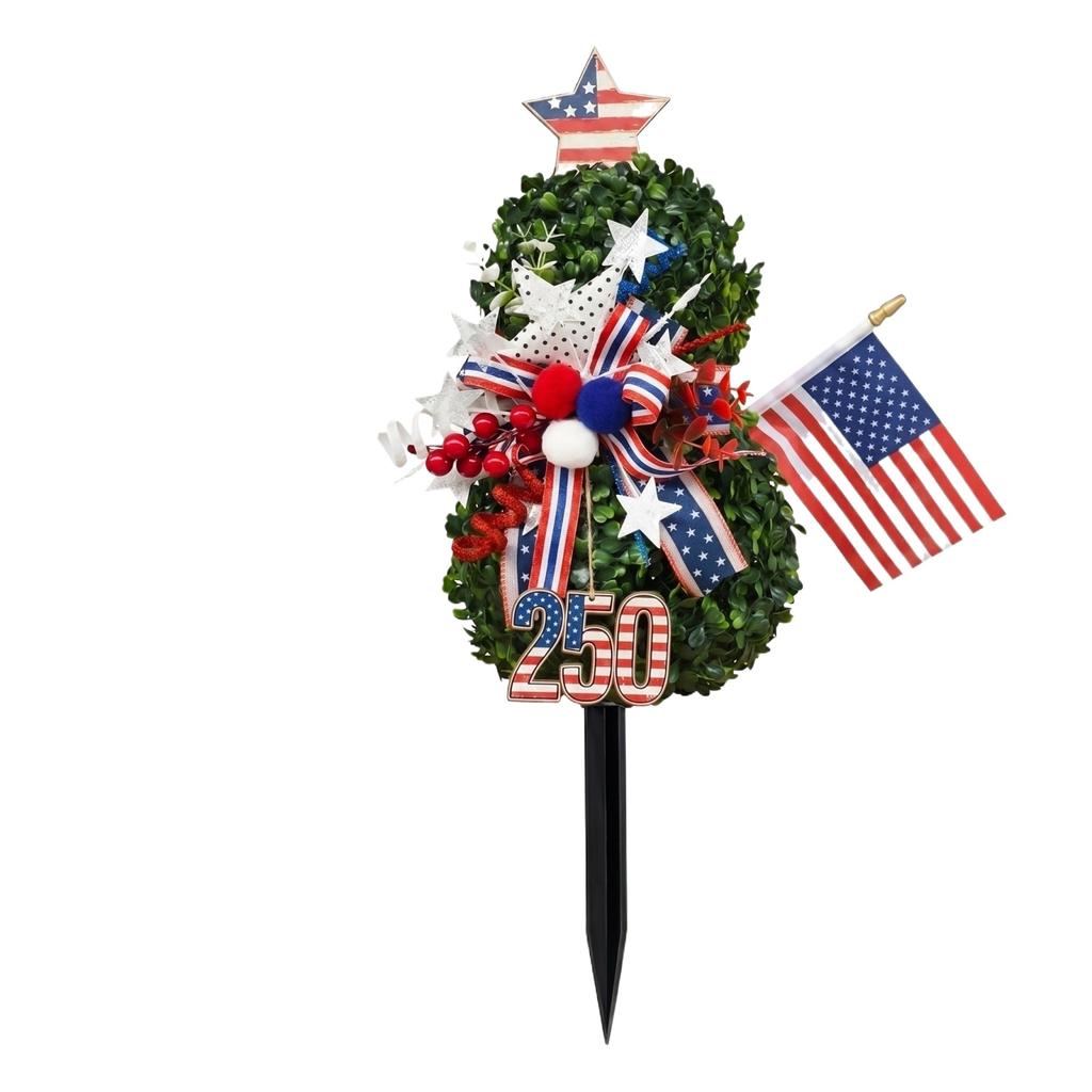 Artificial Decorative Garden Stake with Flag Number and Star Design for Outdoor Yard Lawn Pathway Holiday Display