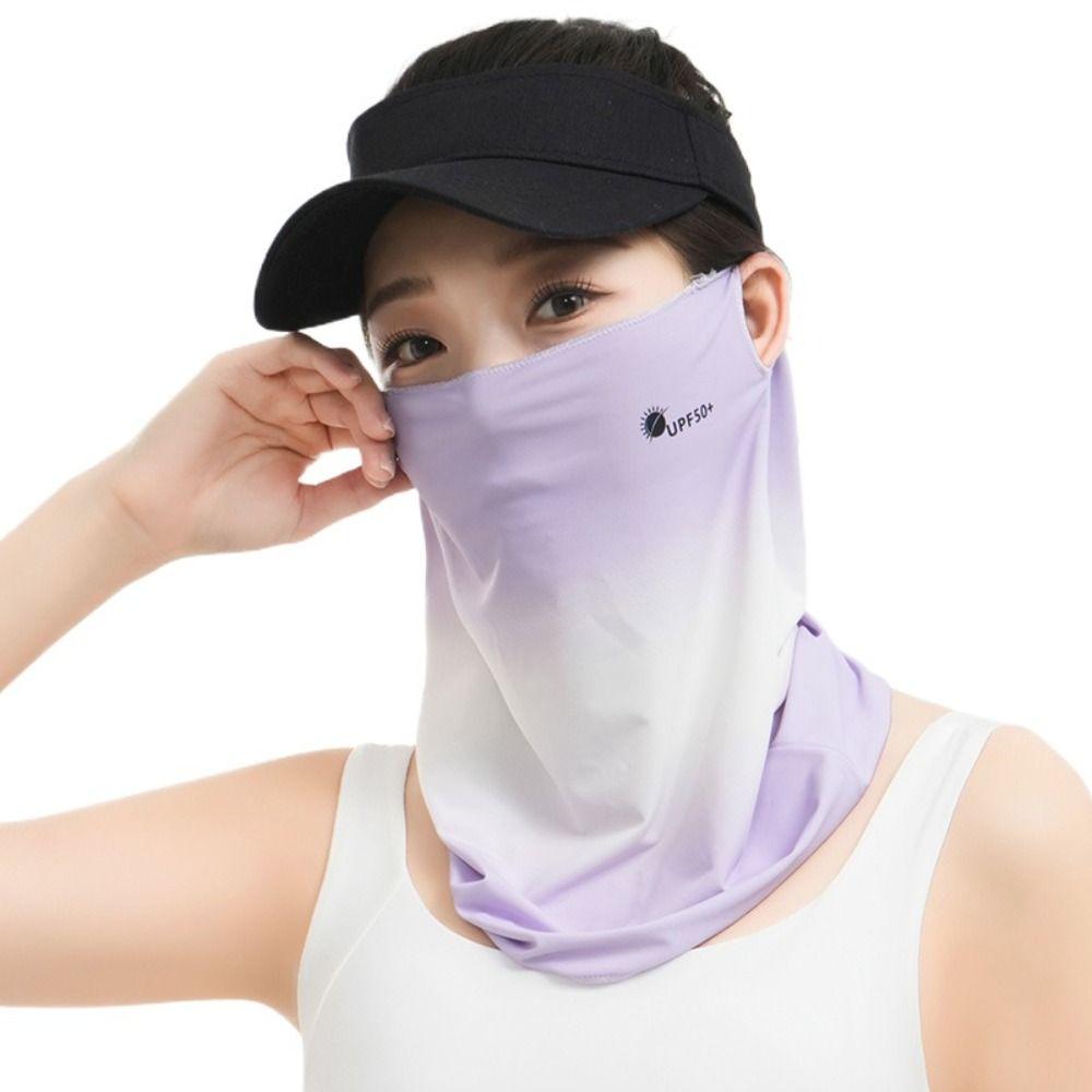 Letter Sunscreen Face Veil Breathable Neckline Face Cover Thin Summer Ice Silk Face Mask  Driving