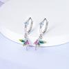 925 Sterling Silver Girl Wings Flower Tulip Earrings Star Petal Women Zircon Ear Studs Sparkling Pave Hoop Earring Jewelry Gift