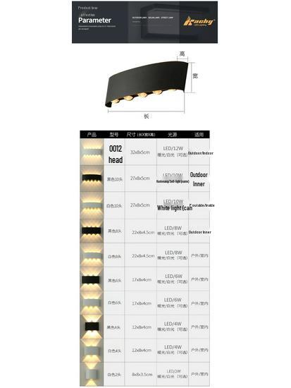 Kaiqi Minimalistische LED Außenwandleuchte Up/Down, Doppelkopf Wasserdichte Außenbeleuchtung.