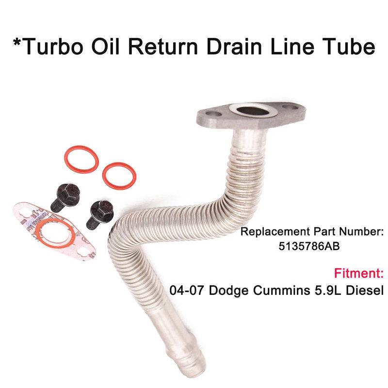 New Turbo Oil Return Drain Line Tube 3970875 for 04-07 Ram Cummins 5.9L 5135786AB
