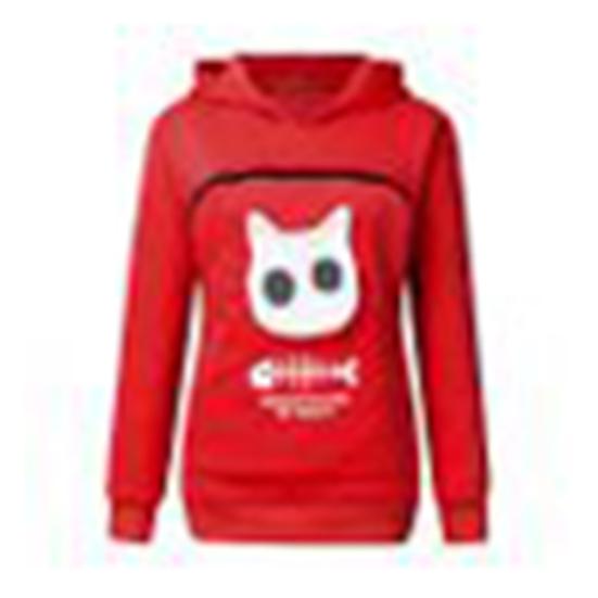Sudadera con capucha de manga larga con estampado de peces y gatos con bolsa de canguro