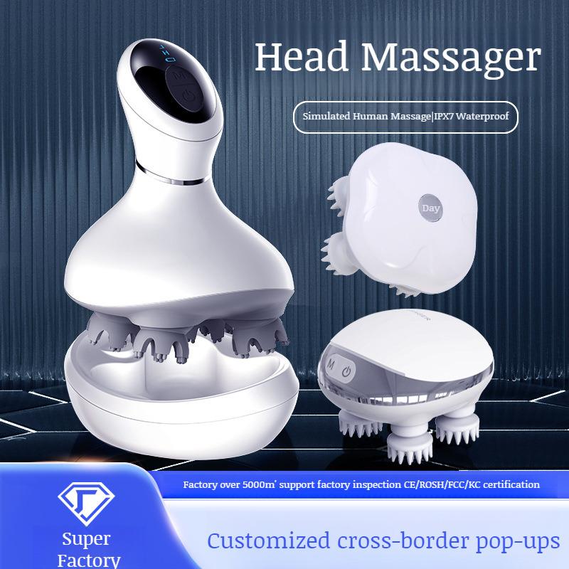 Massageador de Couro Cabeludo Doméstico Elétrico Mini Massageador Inteligente À Prova D'água Recarregável Amassamento Massageador de Couro Cabeludo Cabeça Elétrica