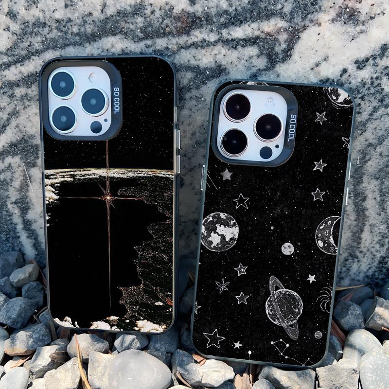 Universe Planet Starry Sky Sun Laser Phone Case For iPhone 13 Mini 12 11 Pro Max 15 16 14 Pro Max Plus Shockproof Phone Covers