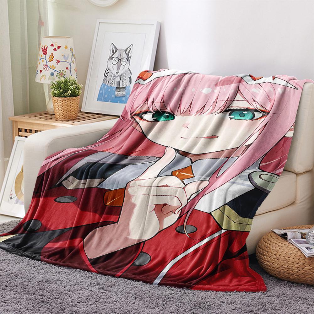 1PC DARLING In the FRANXX Zero Two Print Flannel Blanket, High Quality All Seasons, Home Decor, Warmth and Comfort, Perfect for Christmas Gifts