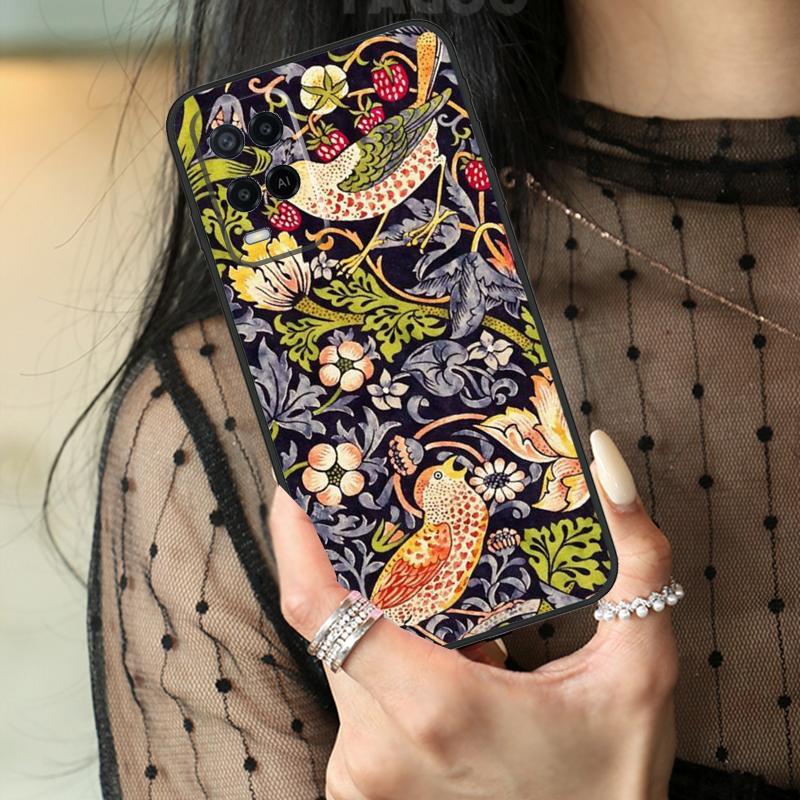 William Morris Strawberry Thief Case For Oppo A5 Pro A15 A17 A57 A77 A18 A38 A58 A78 A98 A94 A74 A54 A40 A60 A80 A96 A76 A16