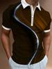 Curve Printed Men's Polo Shirt Business Zipper Polo Clothing Casual Men's Clothing