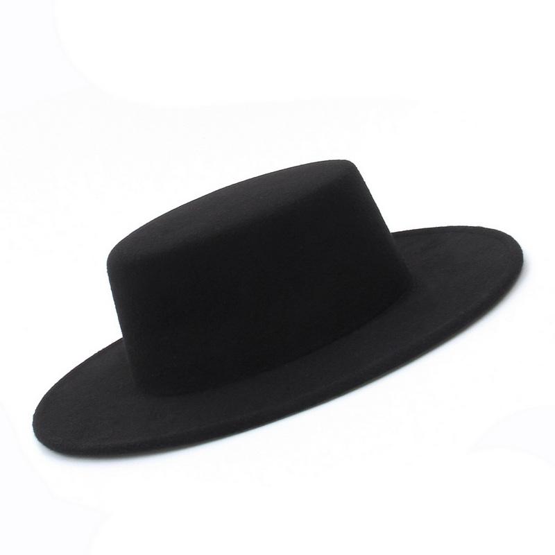 

Retro Winter Autumn Women Felt Fedora Hats Belt Buckle Decorated Ladies Boater Hat Flat Brim Church Hats Women Elegant2023 57cm