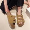 Fashion Shoes Woman 2025 Slippers Flat Pantofle Luxury Slides Summer New Soft Designer Fashion Cow Suede Casual Leisure  Shoes Women Sli