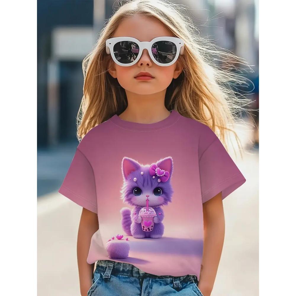 Children's Clothing Girls T-Shirt Fashion Short Sleeve Tee Summer Clothes 3D Print Children Tops Cartoon Breathable Kids T-Shirt
