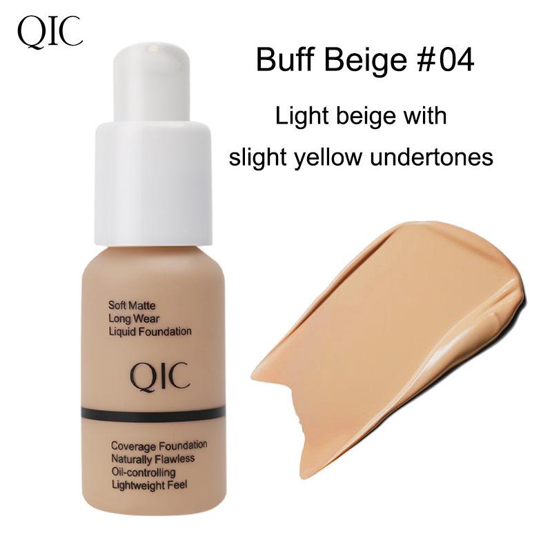 QIC Foundation Makeup Concealer Waterproof Long-Lasting Pore Minimizing Oil Control 30ml