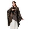 Ladies Autumn and Winter Scarf Shawl Warm Plus Plaid Five-pointed Star Jacquard Cardigan Cape Hwls