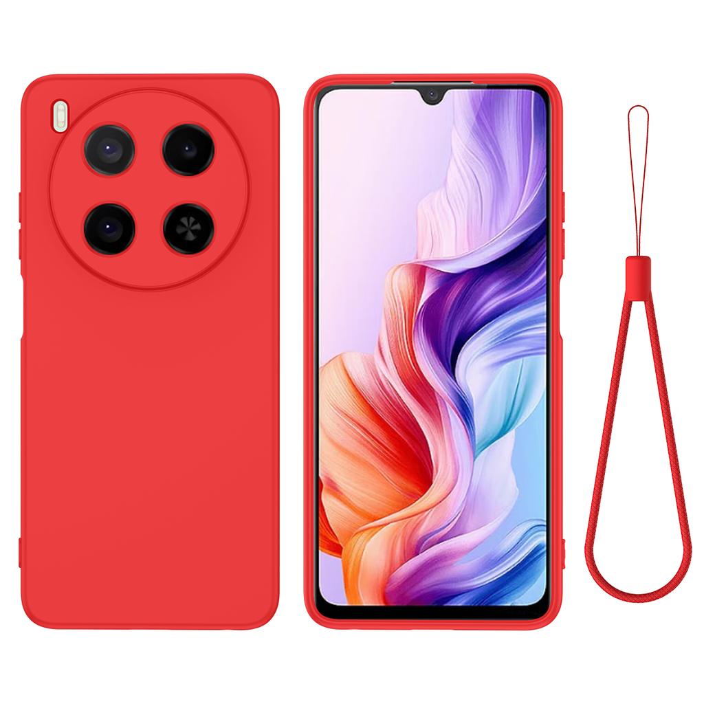 For ZTE Blade V70 Max Liquid Silicone Case Phone Back Cover with Hand Strap
