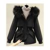 Cotton Padded Plus Size 2XL Winter Big Fur Jacket Women Loose Slim Warm Hooded Parka Coat Down Jacket