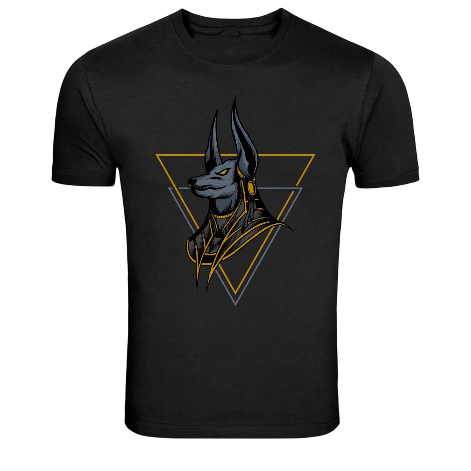 Anubis Egyptian God Geometric Triangle Graphic T-Shirt L