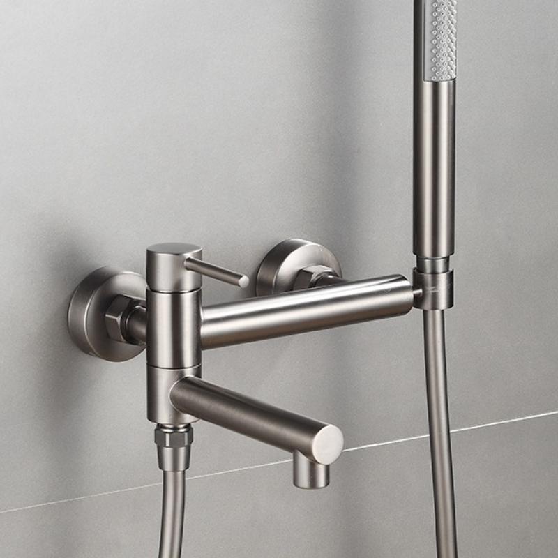 1Set Bathtub Faucet Shower Bathroom with Swivel Tub Spout and Handhold Shower Brass Wall Mounted Hot Cold Water Mixer Bath