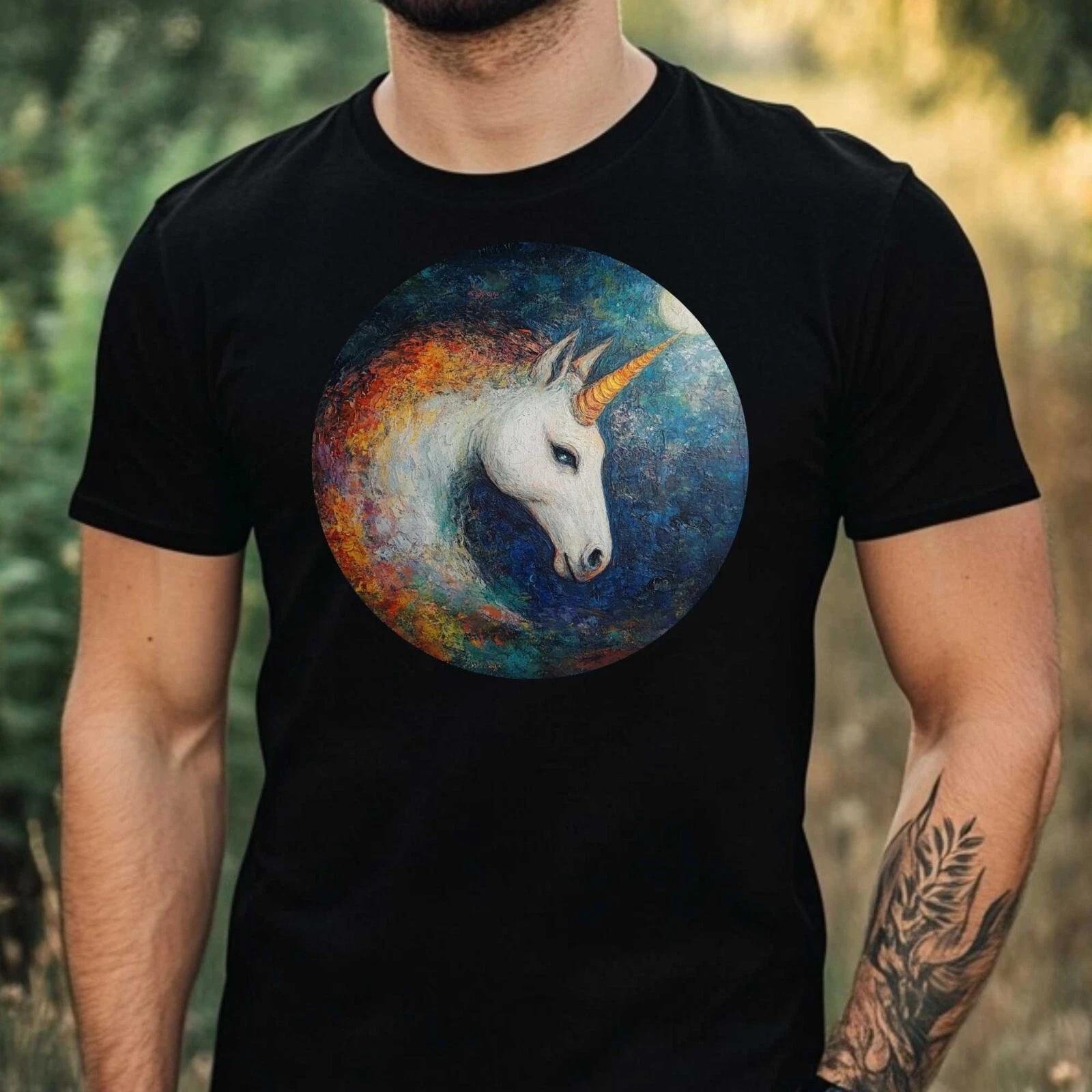 T-Shirt Herren Einhorn im Mondlicht Motiv Baumwolle Größe XS bis 5XL XS