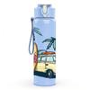 1PC Surf Van Palm Tree Ocean Retro Beach Art 750ml Color Plastic Sports Water Bottle Leakproof Flip Straw Lid Suitable for Sports Office Home Use