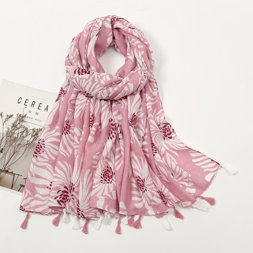 Cotton and Linen Hand Feel Scarf Chinese Style Clothing Outfit Scarf for Women's National Style Sun Protection Tassel Shawl