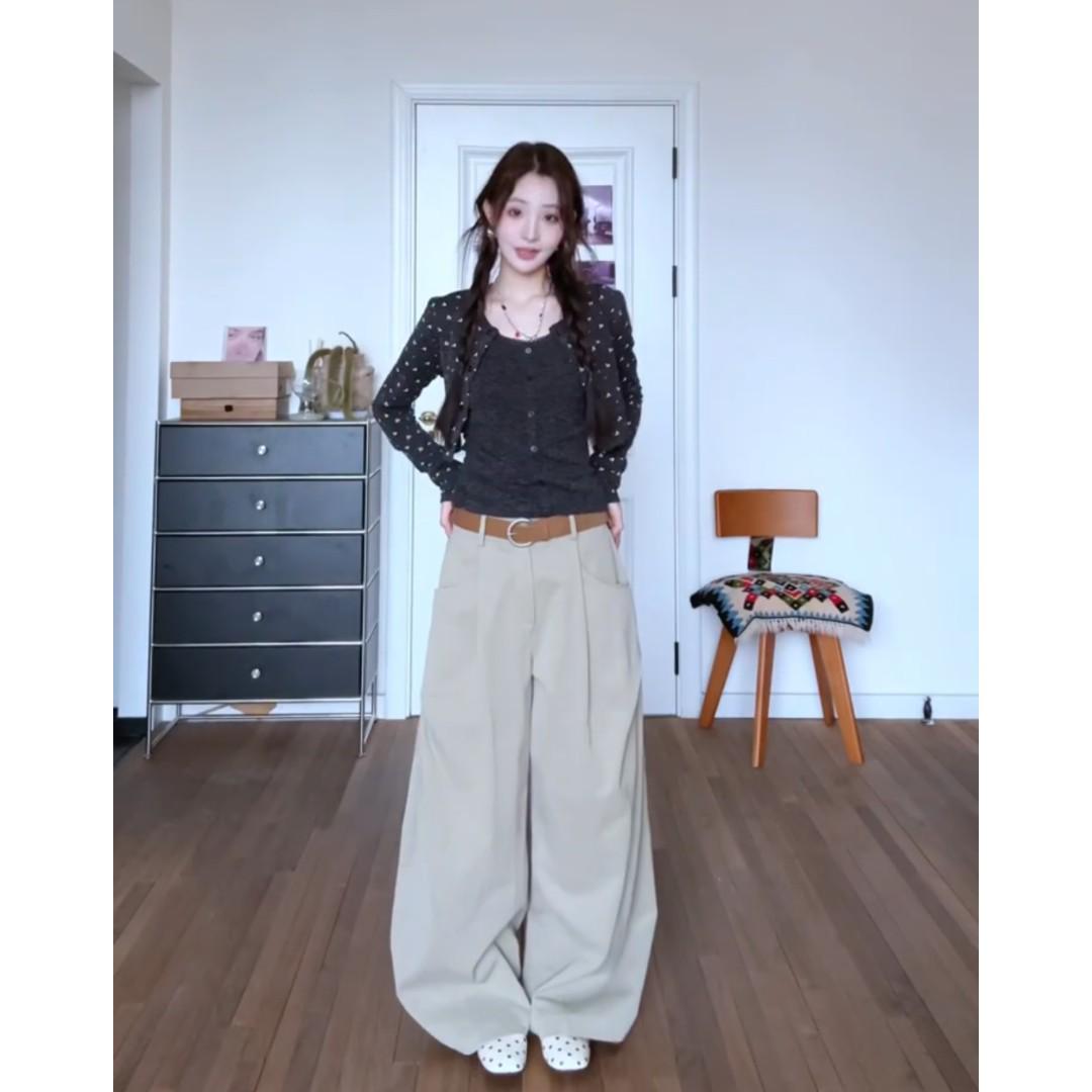 

Korean Floral Print Knit Cardigan & Camisole Set – Slim Fit Long Sleeve Jacket with Casual Pants for Spring and Autumn XXXL