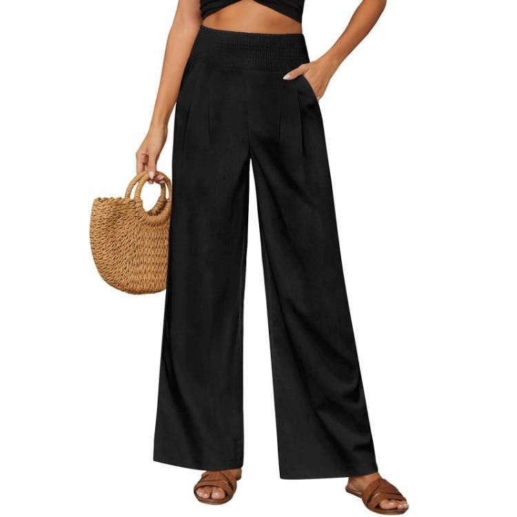 Women Casual Solid Color Wide Leg Pants Loose Temperament Trousers Workplace