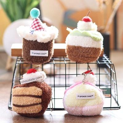 Cake Plush Toy Keychain Soft Stuffed Doll Keyring Bag Pendant Lovely Hanging Decoration Girl Gifts