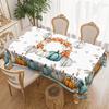 Autumn Pumpkin Theme Table Cloth, Warm Autumn Leaves And Multi-Colored Pumpkin Decoration, Printed Round Rectangular Tablecloth