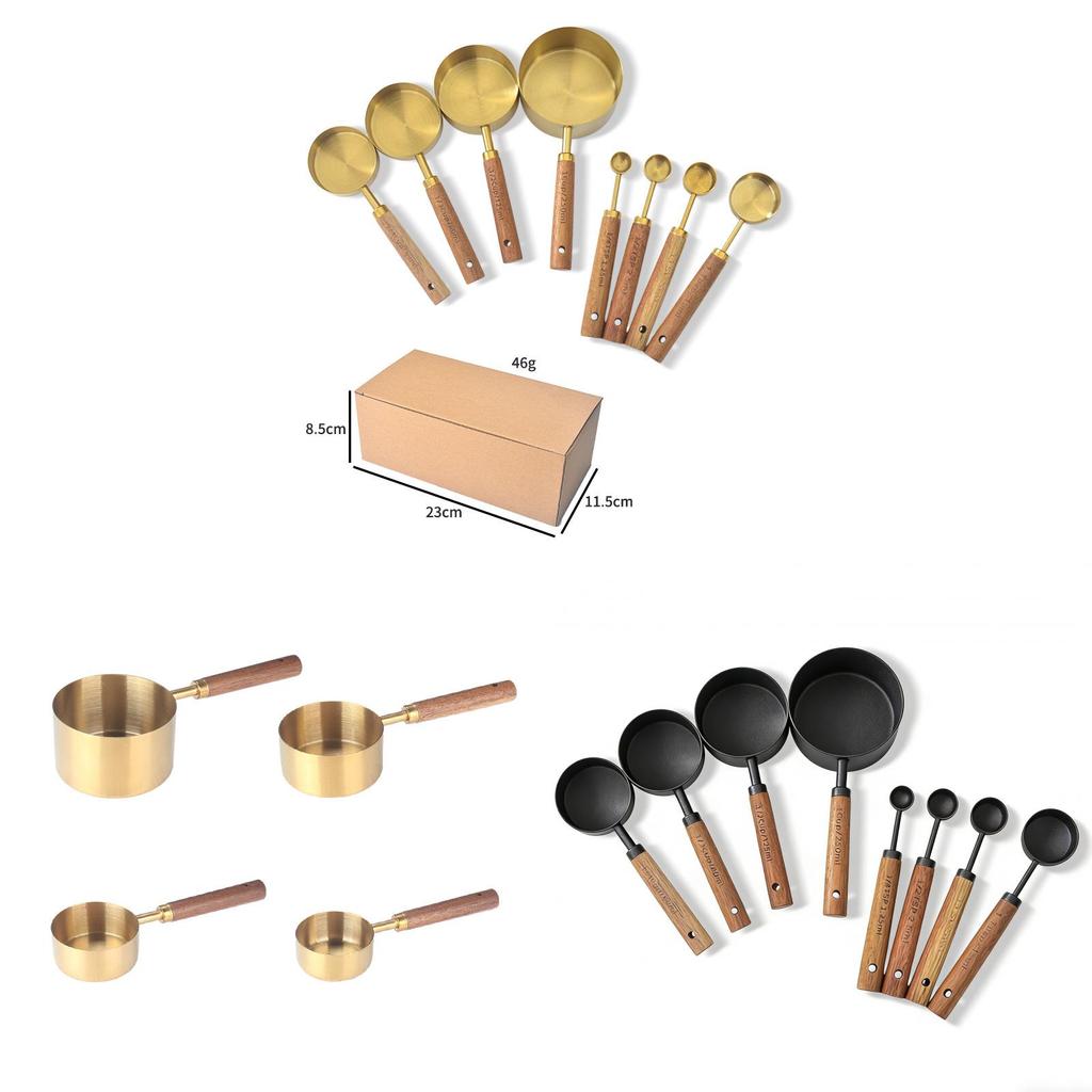 Baking Measuring Spoon Set With Gold Plated Stainless Steel Handles For Home Cooking And Baking