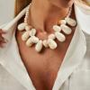 SHIXIN Exaggerated Acrylic Water Drop Pendant Necklace for Women Bohemian Imitation Pearl Choker Necklace Party Vacation Jewelry
