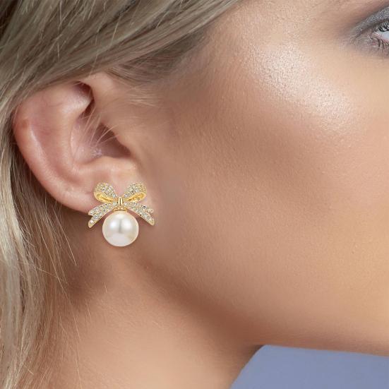1 pár Dámské náušnice Lesklé kamínky Mašle Dekor Umělé perly Náušnice Piercing Náušnice Šperky Příslušenství