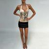 European and American Beautiful French Temperament Leopard Print Neck Sling Design Sense Waist Thin Vest Top Women