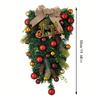 Christmas Upside Down Wreath Burlap Bow Red Gold Ornaments Pinecones Greenery Festive Home Door Decor Gift Party Accessory