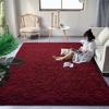 Covoare Pufoase Super Moi, Covor de Zonă Roșu Vișiniu pentru Sufragerie Dormitor Cameră Cameră Copii Decor Casă, Antiderapant