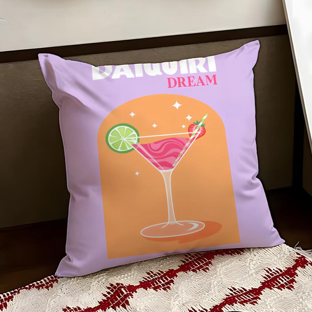 DDaiquiri Cocktail Cushion Cover Reversible Soft Durable Pillow Cover Home Car MultiScene Use for Daily Comfort