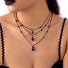 Minimalistyczny Naszyjnik Halloweenowy Vintage Czarny Kryształ Kropla Krwi Frędzle Wielowarstwowa Gotycka Biżuteria Dla Kobiet Mężczyzn Elegancki Prezent na Imprezę