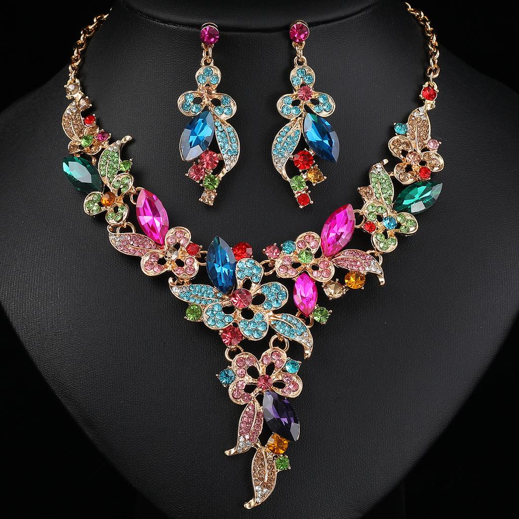 Jewelry Set Necklace Earrings Three-Piece Set Bridal Wedding Dress Accessories