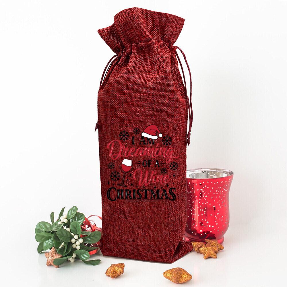 Noel ekibi baskısı Şişe çantası şarap çantaları Minimalist içki kılıfı yeni yıl masa dekorasyon paketi Şarap severlerin noel hediyeleri