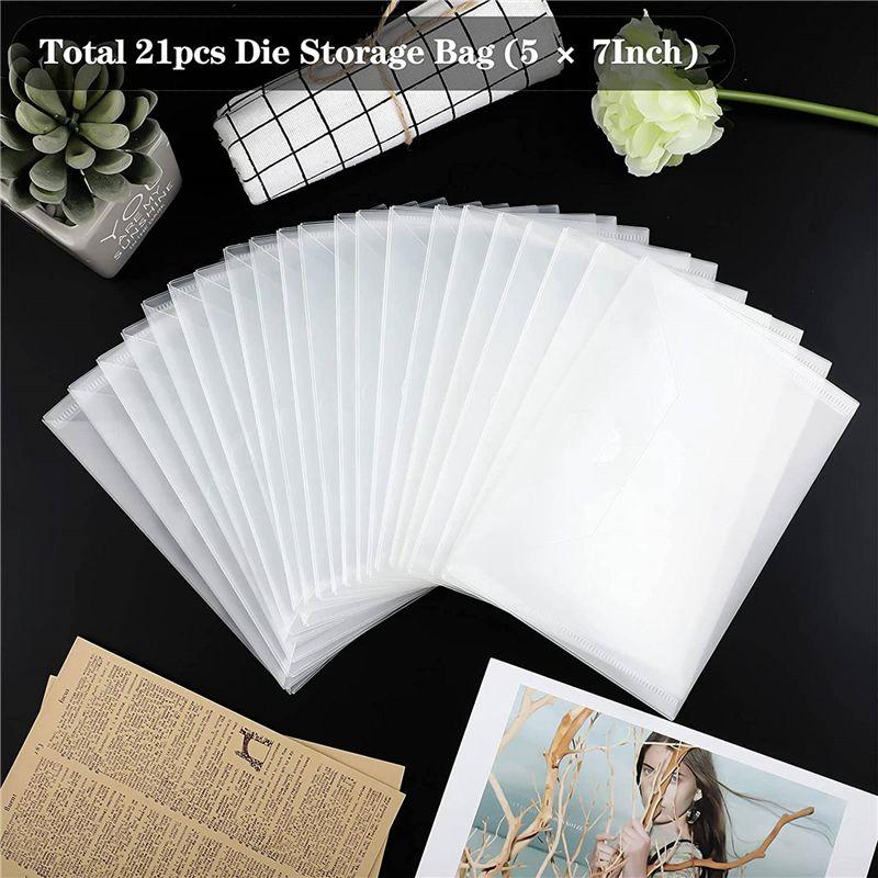 ABUL-40 Pcs Clear Stamp And Die Storage Bag Resealable Storage Pocket Large Envelope Case For DIY Scrapbooking Paper Card
