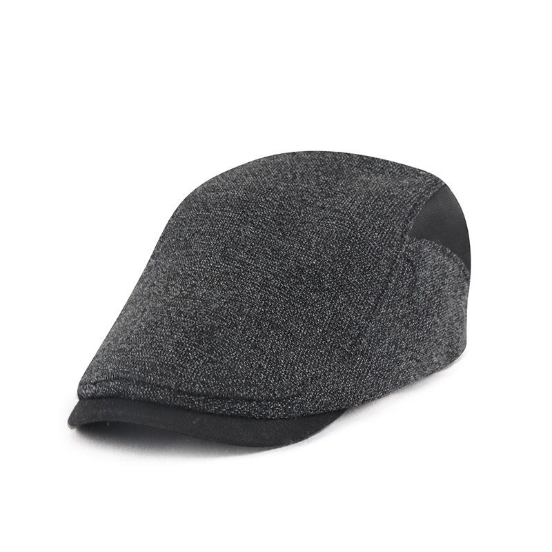Stitching Men Peak Cap Autumn Winter Forward Cap Warm Middle-Aged Old Cap