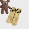 Damen Niedliche Korallenfleece Hunde-Socken mit 3D-Ohren - Warme, Kuschelige, Mittelhohe Schlaf- und Haussocken