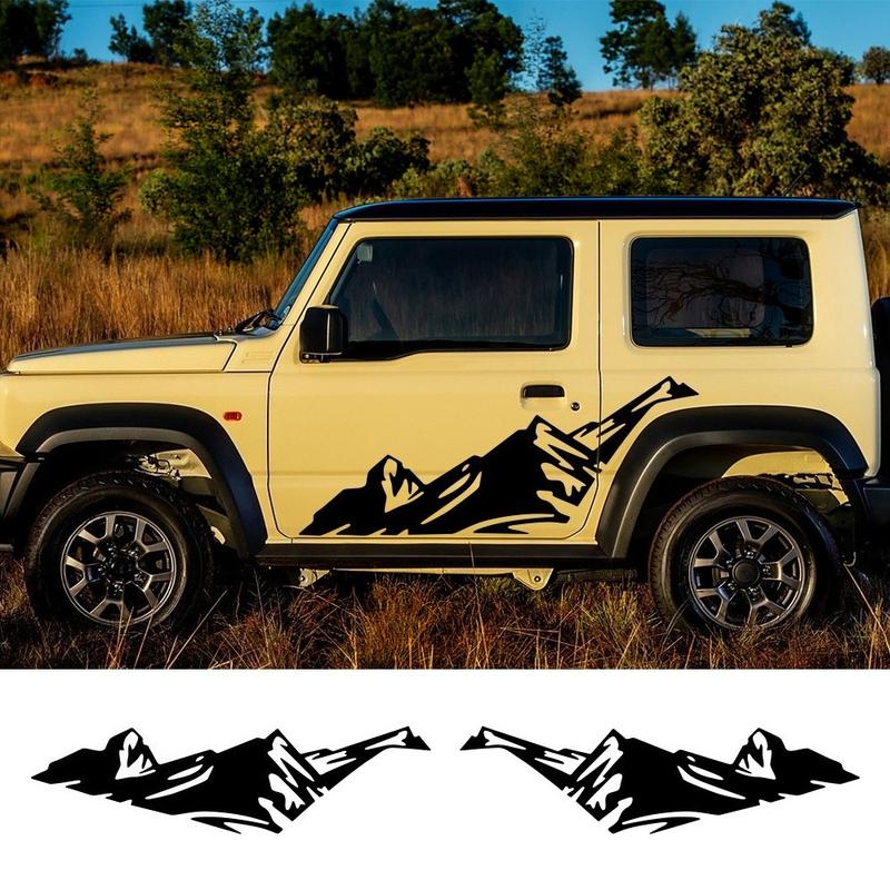2 Stück Auto-Türseitenaufkleber Schneebirge Grafik Vinyl-Aufkleber für SUV LKW Geländewagen Karosseriedekoration Aufkleber Zubehör