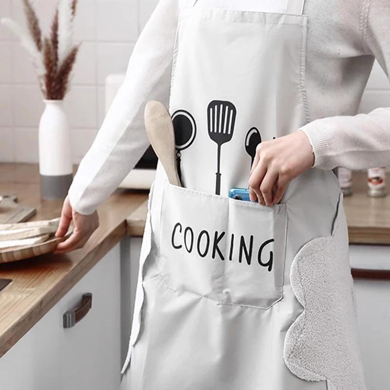 Apron Waterproof Oilproof Can Wipe Hands Kitchen Work Clothes Home Cooking Cleaning Men and Women Universal Sleeveless Apron