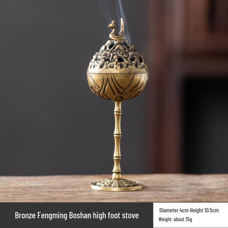 Vertical Baifu Hollow Creative Alloy Incense Burner - Office Decor
