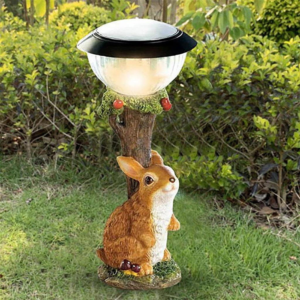 Solar Statue Ornament Animal Lights Lawn Garden Decorative Light Sculpture Resin Decor
