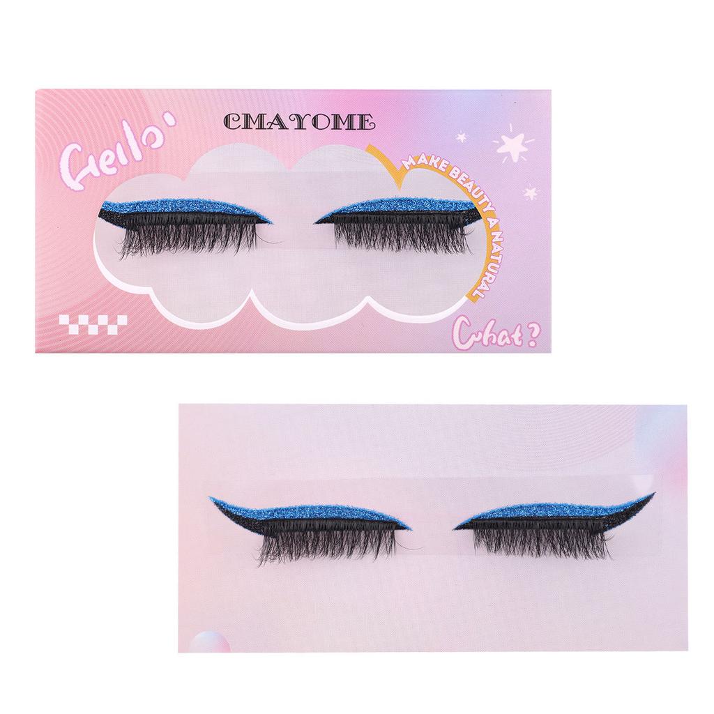 Lazy Self-Adhesive 1 Pair Of Colored Eyeshadow False Eyelashes, Natural Thick Curled Eyelashes