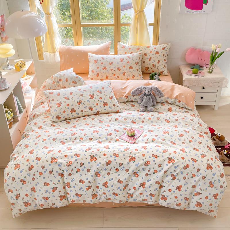 Elegant Blue Floral Pattern Duvet Cover Set 100% Cotton Soft Skin Friendly Queen Size Bedding Set Comforter Cover Pillowcases