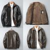 New Winter Men Warm Leather Jacket Man Jacket with Side Pockets Windproof Plush Lining Motorcycle Biker Leather Coats Outerwear