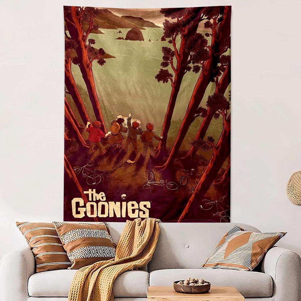 Gobeliny Ścienne Goonies, Sztuka z Filmu Przygodowego lat 80., Retro Dekoracja Ścienna dla Dzieci do Sypialni Męskiego Kącika