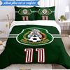 3PCS Mexico Football Team Emblem Printed Soft Bedding Set,Including 1pc Duvet Cover And 2pcs Pillowcases Perfect for Bedroom, Dormitory, Fan Gift
